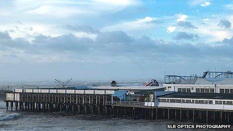 Clacton Pier's helter-skelter hit by storm