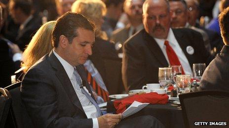 Ted Cruz looks over notes