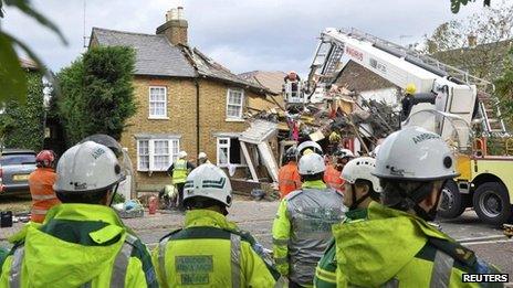 Emergency services at explosion in Hounslow