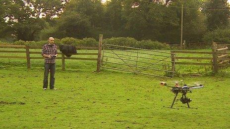 Owain with the hexacopter