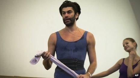 Nikolai Tsiskaridze rests during a rehearsal in the Bolshoi Theatre in Moscow, Russia, earlier this year