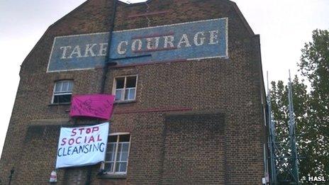 Protesters at the building in Borough