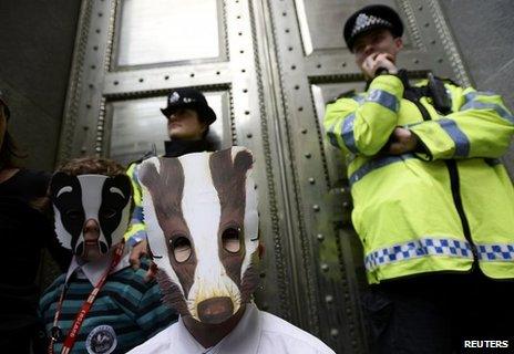 Protesters outside Defra