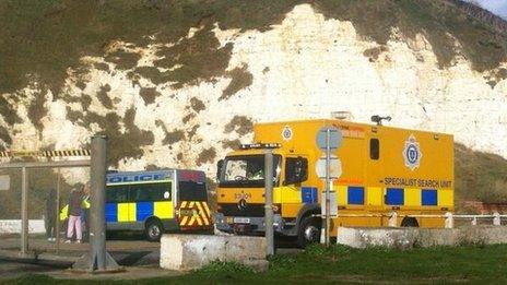 Specialist search teams at Newhaven beach