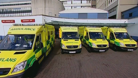 Ambulances at a hospital