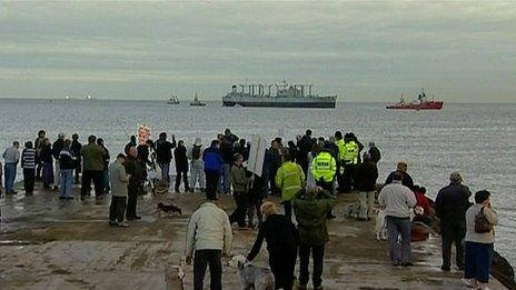 Onlookers see the first ghost ship arrive in Hartlepool