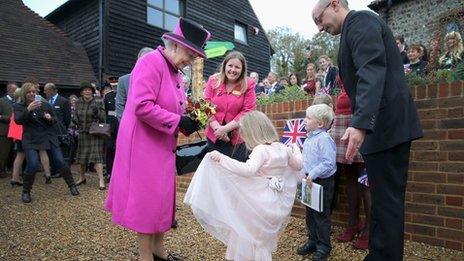 The Queen at the new youth hostel in the South Downs