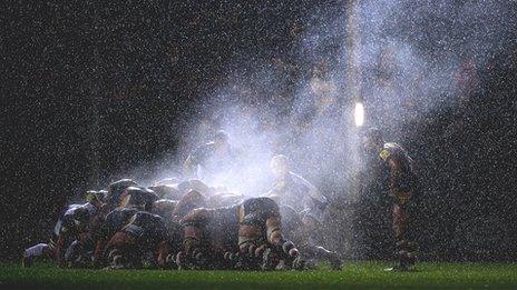 Driving rain at Worcester against Bath