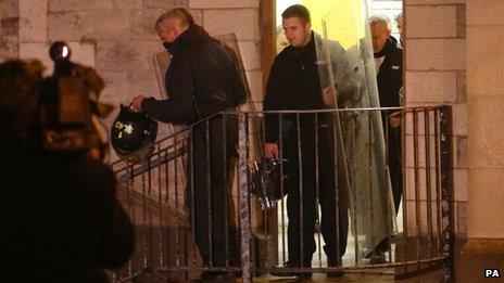 Prison officers with riot gear at Maidstone prison