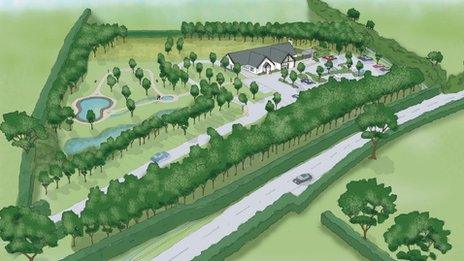 Artist's impression of the proposed crematorium in Denbighshire