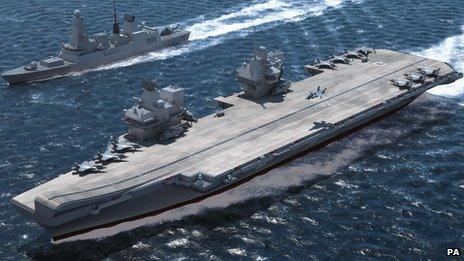 Computer-generated image issued by the Aircraft Carrier Alliance of the new Queen Elizabeth Class ships