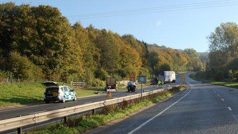 The A417 crash site