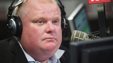 Toronto Mayor Rob Ford on his weekly radio show at News Talk 1010 in Toronto