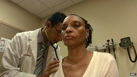 Kentucky resident Varnita Willingham is examined by a physician