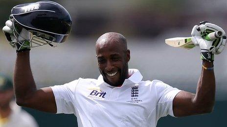 Michael Carberry celebrates his century