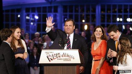 Republican Chris Christie after being re-elected governor of New Jersey