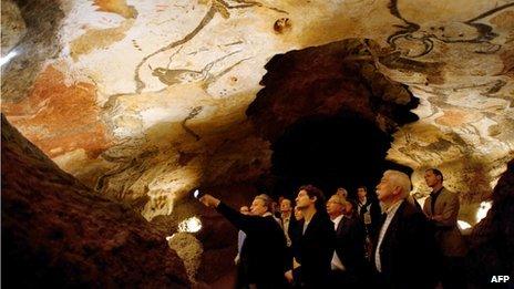 Visitors at the Lascaux replica