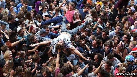 Bombay Bicycle Club fans at a gig in Australia