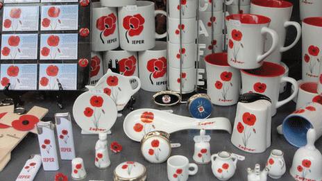 Poppy-themed merchandise on sale in Belgium