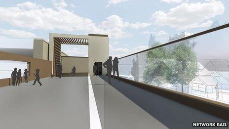 Artists impression of the footbridge over the railway line on Lincoln High Street