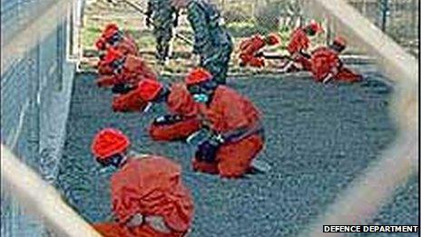 Detainees kneeling