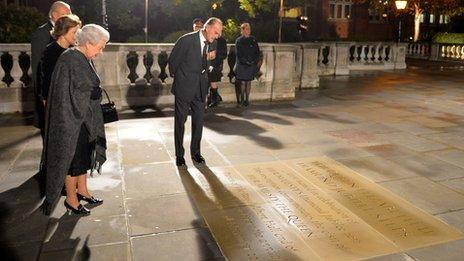 The Queen views the Royal Albert Hall's Queen Elizabeth II Diamond Jubilee Steps