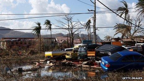 Widespread devastation is left behind in the aftermath of Typhoon Haiyan on November 10, 2013 in Tacloban, Leyte, Philippines.