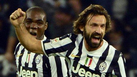 Andrea Pirlo celebrates scoring for Juventus