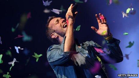 Coldplay performing at Glastonbury 2011