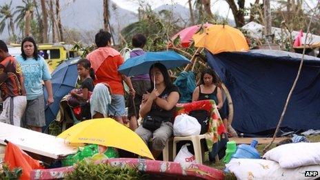 Survivors of Typhoon Haiyan in Tacloban city