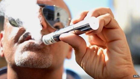 Man smoking electronic cigarette