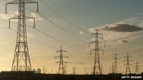 Pylons near Barking Power Station in east London