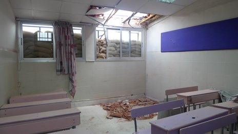 School in Damascus damaged in a mortar attack