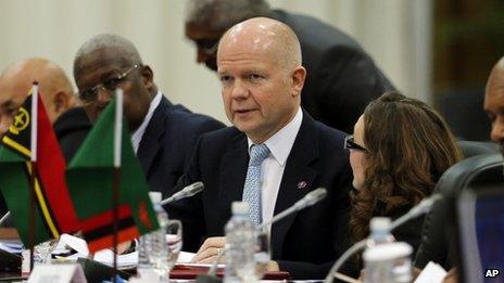 British Foreign Minister William Hague at the Commonwealth foreign ministers meeting on the sidelines of the Commonwealth Heads of Government Meeting (CHOGM) in Colombo