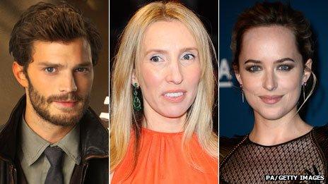 Jamie Dornan, Sam Taylor-Johnson and Dakota Johnson