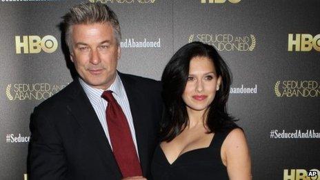 Alec Baldwin and Hilaria Baldwin attend a premiere in New York on 24 October 2013