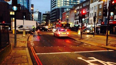 The scene of the crash in Whitechapel Road