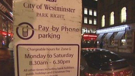 Parking notice in Westminster