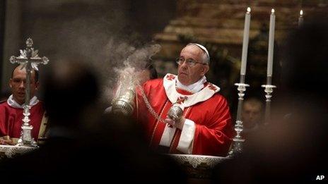 Pope Francis saying Mass