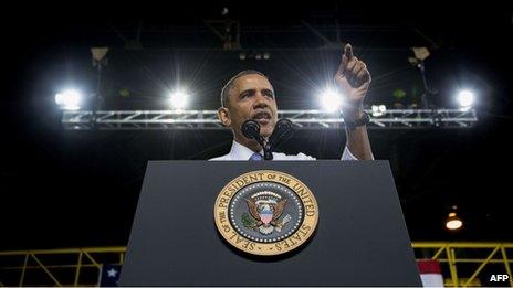 US President Barack Obama speaks on the economy at the ArcelorMittal Cleveland steel mill in Cleveland, Ohio on 14 November 2013