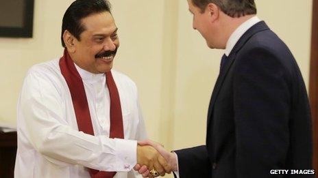 Sri Lanka's President Rajapaksa and David Cameron