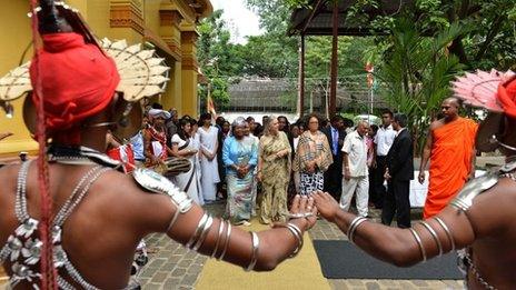 Wives and first ladies at the Commonwealth summit in Sri Lanka