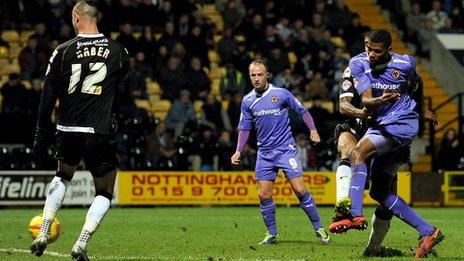 Ethan Ebanks-Landell scores the winner for Wolves at Notts County