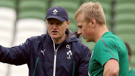 Ireland coach Joe Schmidt with centre Luke Marshall