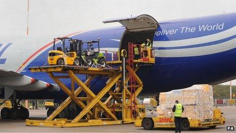 A specially-chartered cargo aircraft loaded with UK aid departed from East Midlands Airport bound for the Philippines