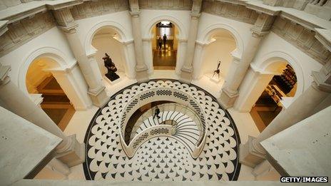 View of spiral staircase from above