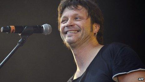 French rock singer and convicted killer Bertrand Cantat performs during the Eurockeennes music festival on 29 June 2012 in the city of Belfort, eastern France