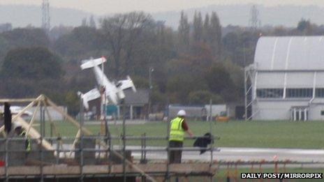 Plane crashing at Hawarden Airport