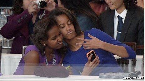 Sasha and Malia Obama at their father's inauguration