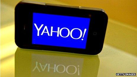 Yahoo logo on smartphone